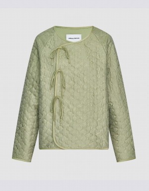 Manteaux Urban Revivo Tie Front Textured D'hiver Femme Vert | EIS9473DJ