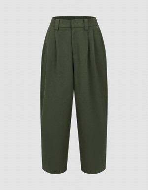 Pantalon Urban Revivo Cropped Carrot Fit Femme Vert | WCF4838DB