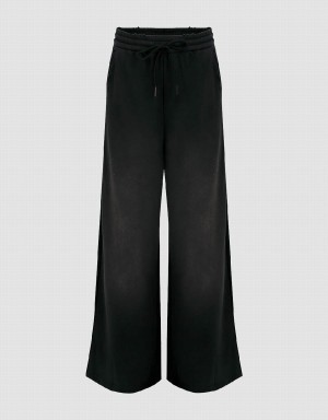 Pantalon Urban Revivo Drawstring Taille Tricoté Larges-Leg Femme Noir | OEV5449HX