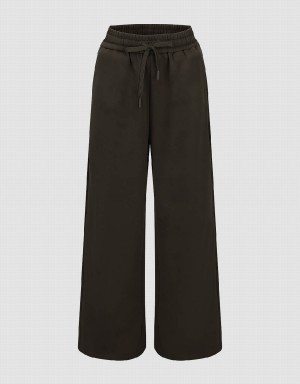 Pantalon Urban Revivo Drawstring Taille Tricoté Droit Femme Vert | UOK1004GC