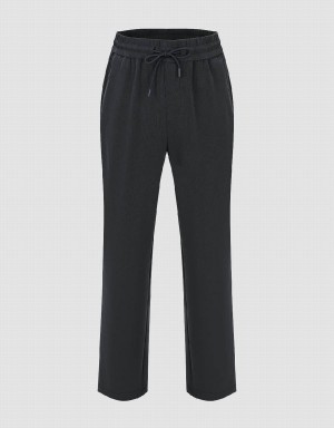 Pantalon Urban Revivo Drawstring Taille Tricoté Carrot Fit Homme Grise Foncé | IKT9845YQ
