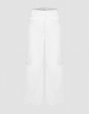 Pantalon Urban Revivo Droit Femme Blanche | CBB5553HW