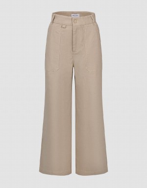 Pantalon Urban Revivo Droit Femme Kaki | NGJ7351CR