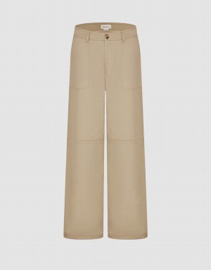 Pantalon Urban Revivo Droit Leg Cargo Femme Kaki | RUW1615EI