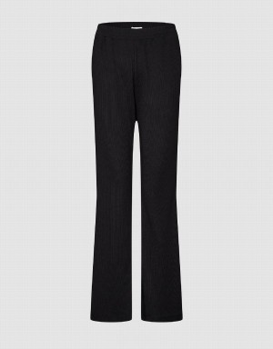 Pantalon Urban Revivo Elastic Taille Tricoté Flare Femme Noir | XJA9333KO