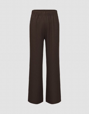 Pantalon Urban Revivo Elastic Taille Tricoté Larges-Leg Femme Marron | QGC5976YN