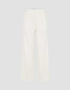 Pantalon Urban Revivo Elastic Taille Tricoté Larges-Leg Femme Blanche | JSU3439IB