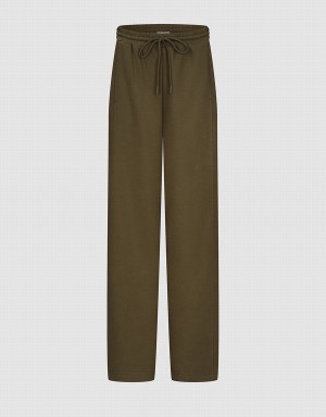 Pantalon Urban Revivo Elastic Taille Tricoté Larges-Leg Femme Kaki | XUC4260EY