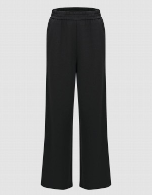 Pantalon Urban Revivo Elastic Taille Tricoté Larges-Leg Femme Grise Foncé | WEF6483ZQ