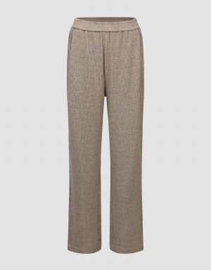 Pantalon Urban Revivo Elastic Taille Tricoté Droit Femme Kaki | MVO9350UL