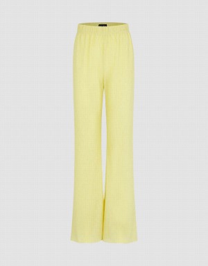 Pantalon Urban Revivo Elastic Taille Tricoté Flare Femme Jaune | TIE8492JT
