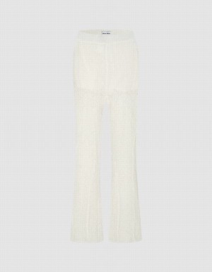 Pantalon Urban Revivo Flare Tricoté Femme Blanche | ONM3418DD
