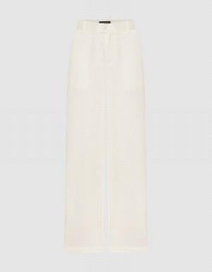Pantalon Urban Revivo Larges-Leg Femme Blanche | LIH9836HX
