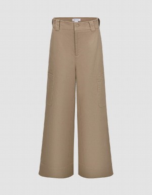 Pantalon Urban Revivo Larges-Leg Femme Kaki | VQS102GU