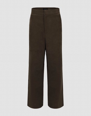 Pantalon Urban Revivo Larges-Leg Femme Marron | ZGW9648LJ