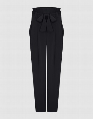 Pantalon Urban Revivo Larges-Leg With Belt Femme Noir | WVE1999CR
