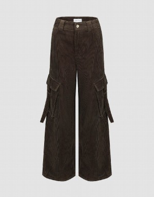 Pantalon Urban Revivo Larges-Leg With Pockets Femme Vert | GQW213DP