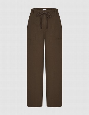 Pantalon Urban Revivo Larges-Leg With Rope Femme Marron | AZG5753EL