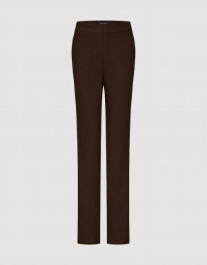 Pantalon Urban Revivo Mince Droit Femme Marron | SUX835JA