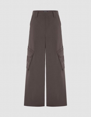 Pantalon Urban Revivo Multi-Pocket Larges-Leg Femme Marron | BVS161RF