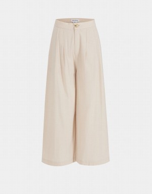 Pantalon Urban Revivo Plissé Larges Leg Cropped Femme Kaki | RGF8659UT