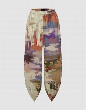 Pantalon Urban Revivo Printed Elastic Taille Carrot Fit Femme Multicolore | QRV7491SZ