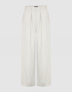 Pantalon Urban Revivo Tailored Droit Femme Blanche | QLZ1494GA