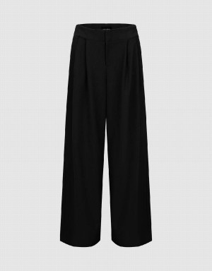 Pantalon Urban Revivo Tailored Larges-Leg Femme Noir | WBM6447CI