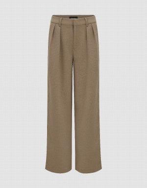 Pantalon Urban Revivo Tailored Larges-Leg Femme Kaki Clair | QMU1740HC