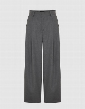Pantalon Urban Revivo Tailored Larges-Leg Femme Grise Foncé | LOK7154EY
