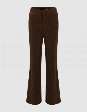 Pantalon Urban Revivo Tricoté Flare Femme Marron Foncé | OQX2846RA