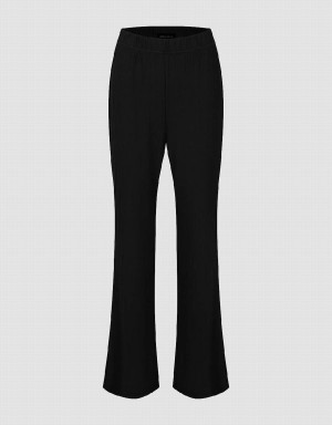 Pantalon Urban Revivo Tricoté Flare Femme Noir | GYC8098ZN