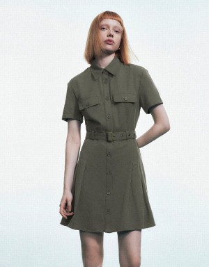 Peignoir Urban Revivo A-Line With Belt Femme Vert | CJO6562IH