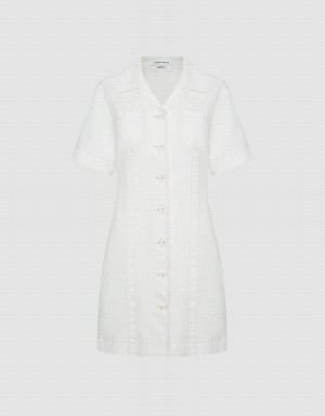 Peignoir Urban Revivo Button Front Denim Femme Blanche | UKH888HV