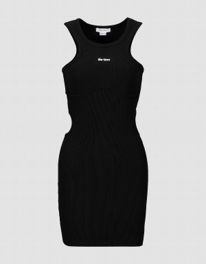 Peignoir Urban Revivo Crew Neck Tricoté Skater Femme Noir | ENZ2168BB