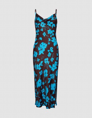 Peignoir Urban Revivo Floral Print Cami Femme Bleu | TTD6925JL