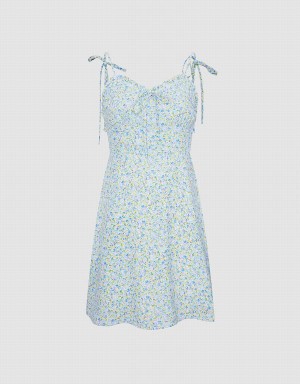 Peignoir Urban Revivo Floral Print Cami Femme Bleu | LDK3963FP