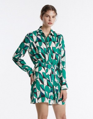 Peignoir Urban Revivo Geometric Print Femme Vert | LLS7056JK