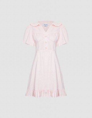 Peignoir Urban Revivo Half Button Ruffle Hem Denim Femme Rose | VAR4945AD