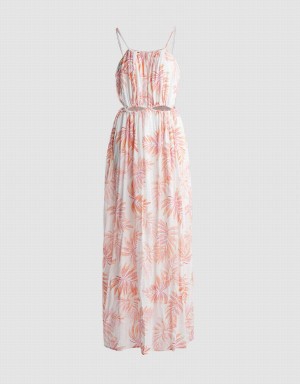 Peignoir Urban Revivo Leaves Print Cut Out Chiffon Cami Femme Rouge | KDV2862XJ