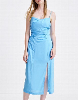 Peignoir Urban Revivo Plain Ruched Cami Femme Bleu | WBF5162LM
