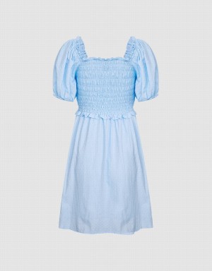 Peignoir Urban Revivo Plain Shirred Puff Sleeve Femme Bleu | SIT4945AO