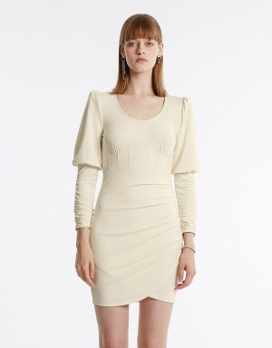 Peignoir Urban Revivo Ruched Knit Femme Jaune | UII3677AJ