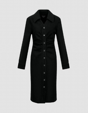 Peignoir Urban Revivo Ruched Lapel Denim Femme Noir | EDI2565JU