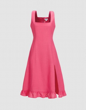 Peignoir Urban Revivo Ruffle Hem Sans Manches Midi Femme Rouge | CBP2515VO