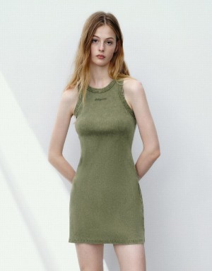 Peignoir Urban Revivo Sans Manches Crew Neck Mince Femme Vert | NEV162LR