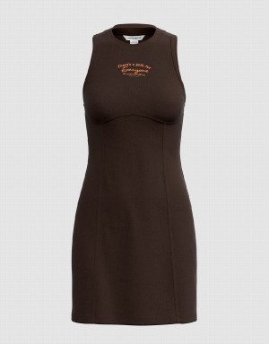 Peignoir Urban Revivo Sans Manches Crew Neck Mince Femme Marron | MEJ4384KC