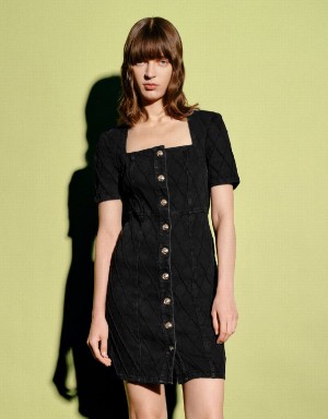 Peignoir Urban Revivo Square-cut Collar Denim Femme Noir | HEX3497XG