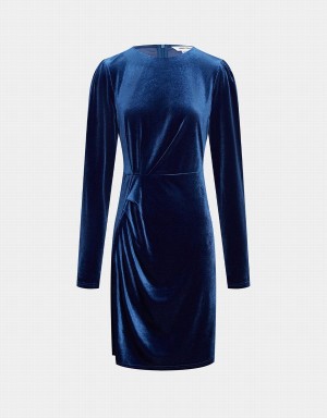 Peignoir Urban Revivo Velvet Bodycon Femme Bleu | OOG826NC