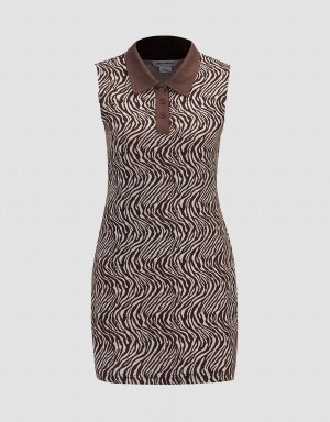 Peignoir Urban Revivo Wavy Pattern Half Button Tricoté Sans Manches Femme Kaki | YQH3128MZ